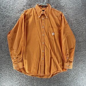 Clemson Tigers Shirt Mens Large Orange White Check Button up NCAA Football Logo